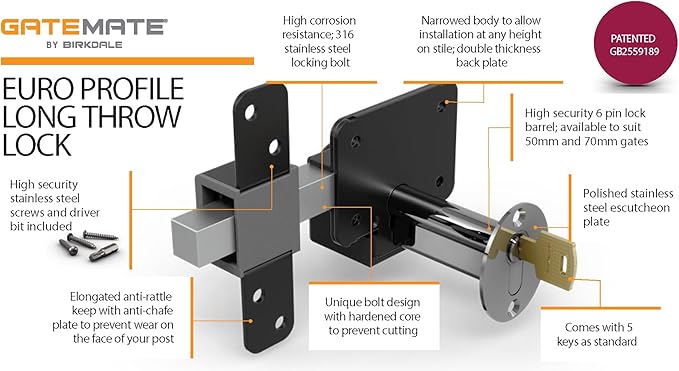 Gatemate Euro Long Throw Lock - Image 7