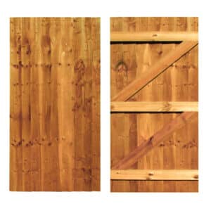 Unframed featheredge entry gate in golden larch